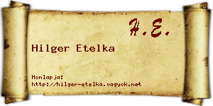 Hilger Etelka névjegykártya